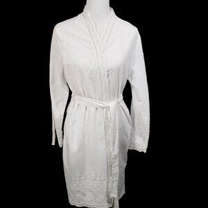Sigrid Olsen Sleepwear White Eyelet Robe Womens Medium